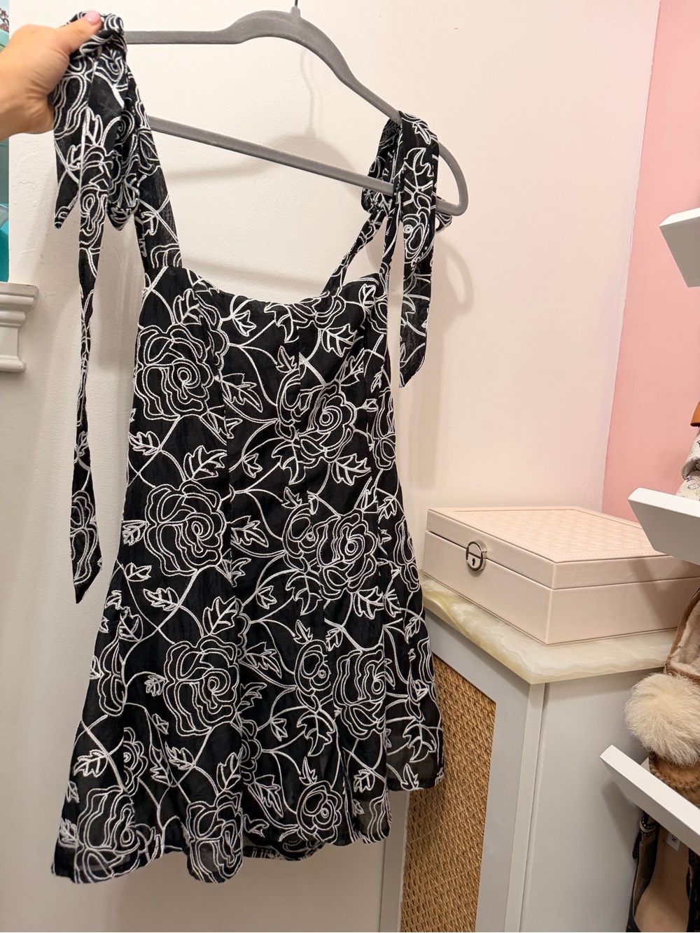 Black Floral Tie-Shoulder Women’s Dress/ Romper